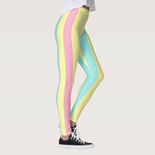 Roze, blauwe en gele strepen op leggings (Rechts)