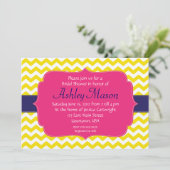 Roze, Blauwe en Gele Uitnodiging van de Chevron (Staand voorkant)