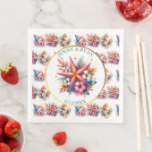 Roze, Blauwe en Gouden Kustzeeschelpen Strand Servet (Insitu)