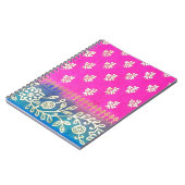 Roze blauwe en gouden sari kunst notitieboek (Linkerzijde)