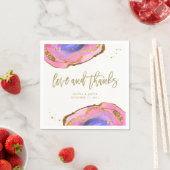 Roze blauwe en gouden weddenschappen en Bedankt Servet (Insitu)