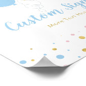 Roze, blauwe en goudkleurige Baby shower - Aangepa Poster (Hoek)