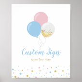 Roze, blauwe en goudkleurige Baby shower - Aangepa Poster (Voorkant)