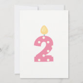 Roze blauwe en grijze 2e verjaardag Uitnodigingen (Achterkant)