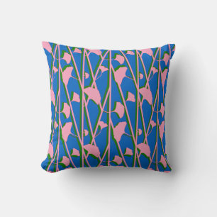 Roze Blauwe en Groene Bloemenkussen Kussen