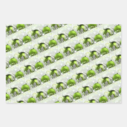 Roze blauwe en groene kerstsieraden inpakpapier vel (Voorkant 2)