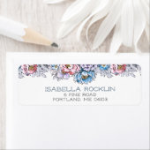  roze, blauwe en Paarse Floral Etiket (Insitu)