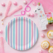 Roze blauwe en Paarse strepen van Snoep  Papieren Bordje (Feest)