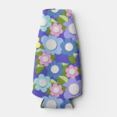 Roze blauwe en Paarse viltstijlbloemen, zodat ze l Flesjeskoeler (Voorkant)