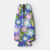 Roze blauwe en Paarse viltstijlbloemen, zodat ze l Flesjeskoeler (Achterkant)