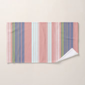 Roze, blauwe en verticale strepen van olijven. bad handdoek (Handdoek)