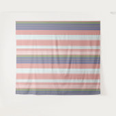 Roze, blauwe en verticale strepen van olijven. wandkleed (Voorkant (horizontaal))