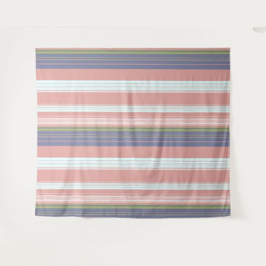 Roze, blauwe en verticale strepen van olijven. wandkleed (Voorkant (horizontaal))