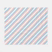 Roze, blauwe en witte diagonale streep fleece deken (Voorkant (Horizontaal))