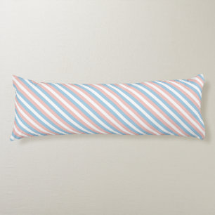 Roze, blauwe en witte diagonale streep lichaamskussen