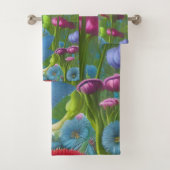 Roze, blauwe en witte floraal bad handdoek (Insitu)