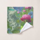 Roze, blauwe en witte floraal bad handdoek (Wasdoekje)