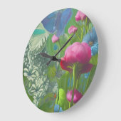 Roze, blauwe en witte floraal grote klok (Hoek)