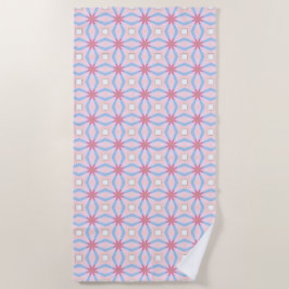 Roze, blauwe en witte geometrische patronen strandlaken