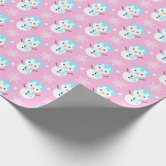 Roze, blauwe en witte kerstman cadeaupapier (Hoek)