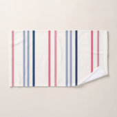Roze blauwe en witte strepen bad handdoek (Handdoek)