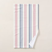Roze blauwe en witte strepen bad handdoek (Handdoek)