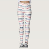 Roze blauwe en witte strepen leggings (Voorkant)