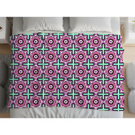 Roze, blauwe en zwarte geometrische patroon fleece deken