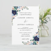 Roze blauwe eucalyptus Floral Wedding Invitat Kaart (Staand voorkant)