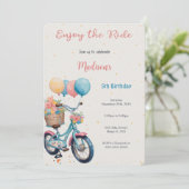 Roze & Blauwe Fiets Verjaardag Kaart (Staand voorkant)