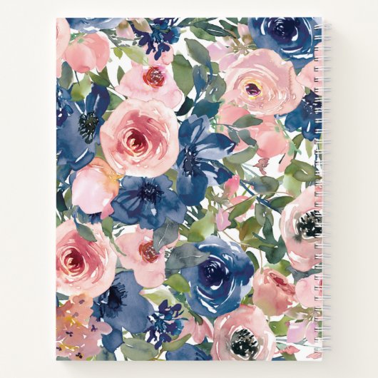 Roze blauwe Floral Foto van oma's recept Book Notitieboek (Achterkant)