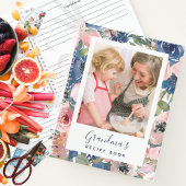 Roze blauwe Floral Foto van oma's recept Book Notitieboek