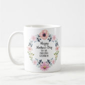 Roze Blauwe Floral Happy Moederdag-Stepmoeder Koffiemok (Links)