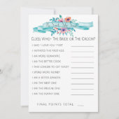 Roze Blauwe Floral Vrijgezellenfeest Game-He-he Kaart (Voorkant)