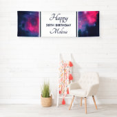 Roze & Blauwe Galaxy Nebula & Sterren Verjaardag Spandoek (Insitu)