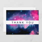 Roze & Blauwe Galaxy & Stars Abstract Bedankt Briefkaart (Voorkant / Achterkant)