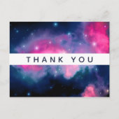 Roze & Blauwe Galaxy & Stars Abstract Bedankt Briefkaart (Voorkant)