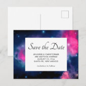 Roze & Blauwe Galaxy & Sterren Abstract Save the D Briefkaart (Voorkant / Achterkant)