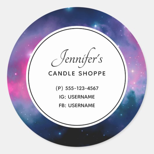 Roze & Blauwe Galaxy & Sterren Abstract Zakelijk Ronde Sticker (Voorkant)