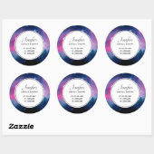 Roze & Blauwe Galaxy & Sterren Abstract Zakelijk Ronde Sticker (Vel)