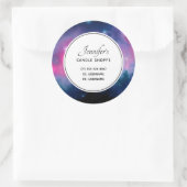 Roze & Blauwe Galaxy & Sterren Abstract Zakelijk Ronde Sticker (Tas)