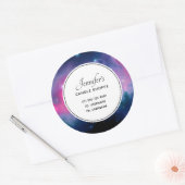 Roze & Blauwe Galaxy & Sterren Abstract Zakelijk Ronde Sticker (Envelop)