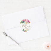 Roze blauwe geel Floral Sweet 16 Ronde Sticker (Envelop)