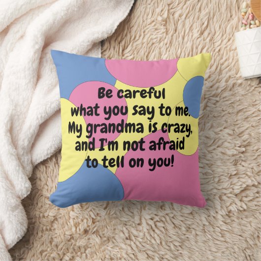 Roze blauwe geel Mijn grootmoeder is gek op Tattle Kussen (Deken)