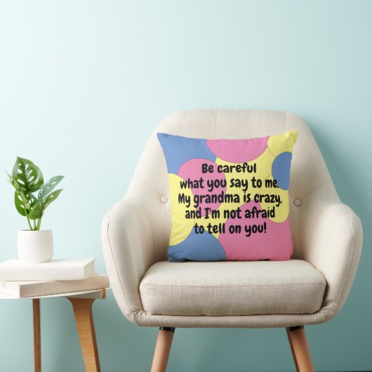 Roze blauwe geel Mijn grootmoeder is gek op Tattle Kussen (Stoel)