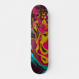 Roze blauwe gele Abstracte acrylvezel Persoonlijk Skateboard
