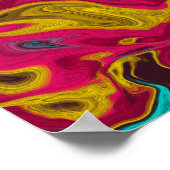 Roze blauwe gele Abstracte acrylvezel Poster (Hoek)