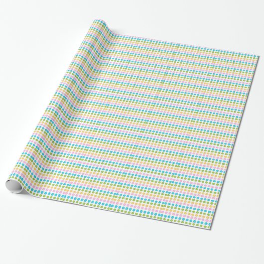 Roze, blauwe, gele accessoires trendy knoppatroon cadeaupapier (Uitgerold)