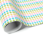 Roze, blauwe, gele accessoires trendy knoppatroon cadeaupapier (Rol Hoek)