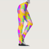 Roze blauwe gele bladerwolken vormen kleine patron leggings (Rechts)